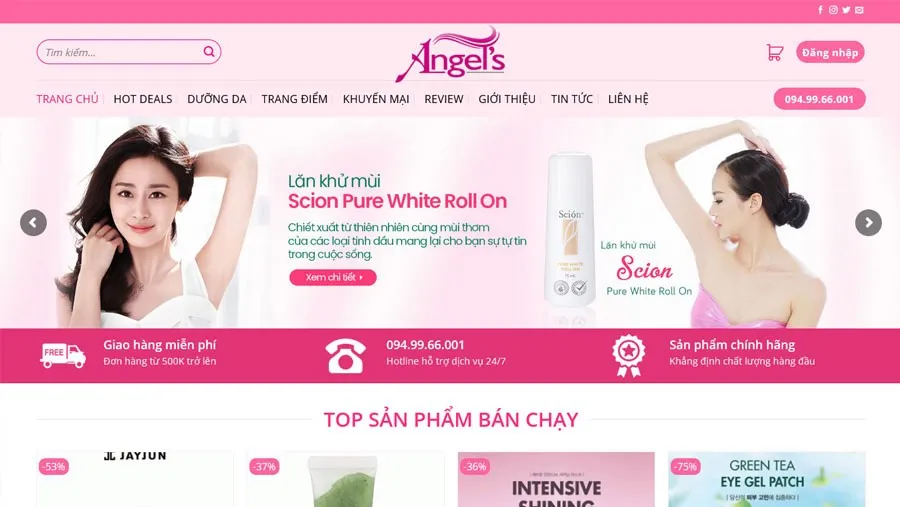 Mẫu web bán hàng mỹ phẩm