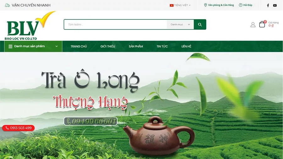 Mẫu web Trà Cà phê 2 Ngôn Ngữ